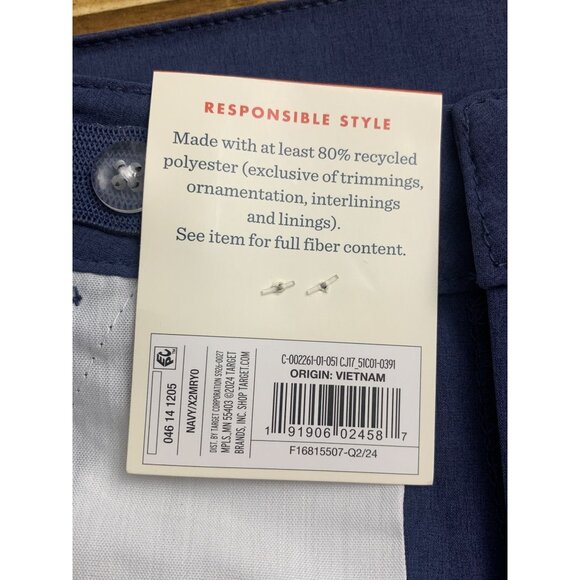 Cat & Jack Boys Flat-Front Stretch Shorts Adjustable Waist Navy Blue - Picture 8 of 8